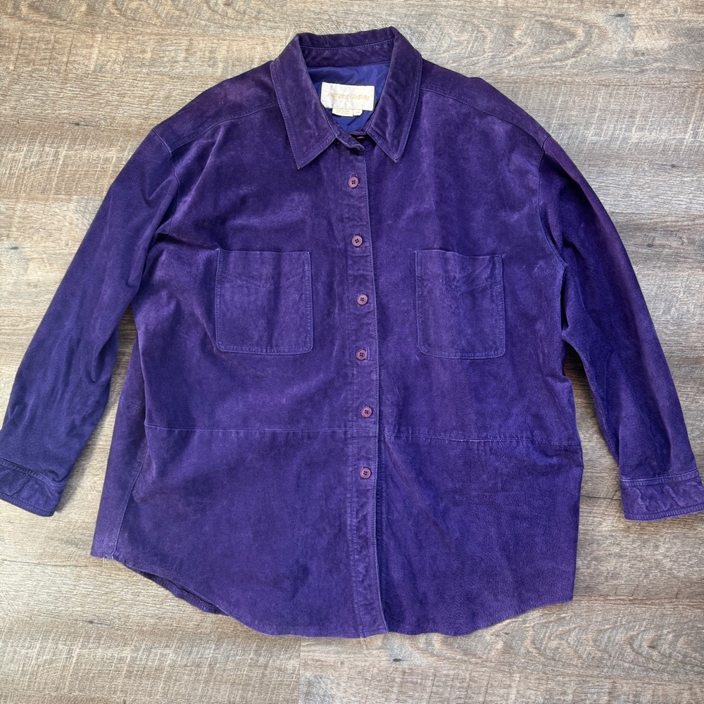Margaret Godfrey Leather Lightweight Jacket  Purple Plus Size 3X